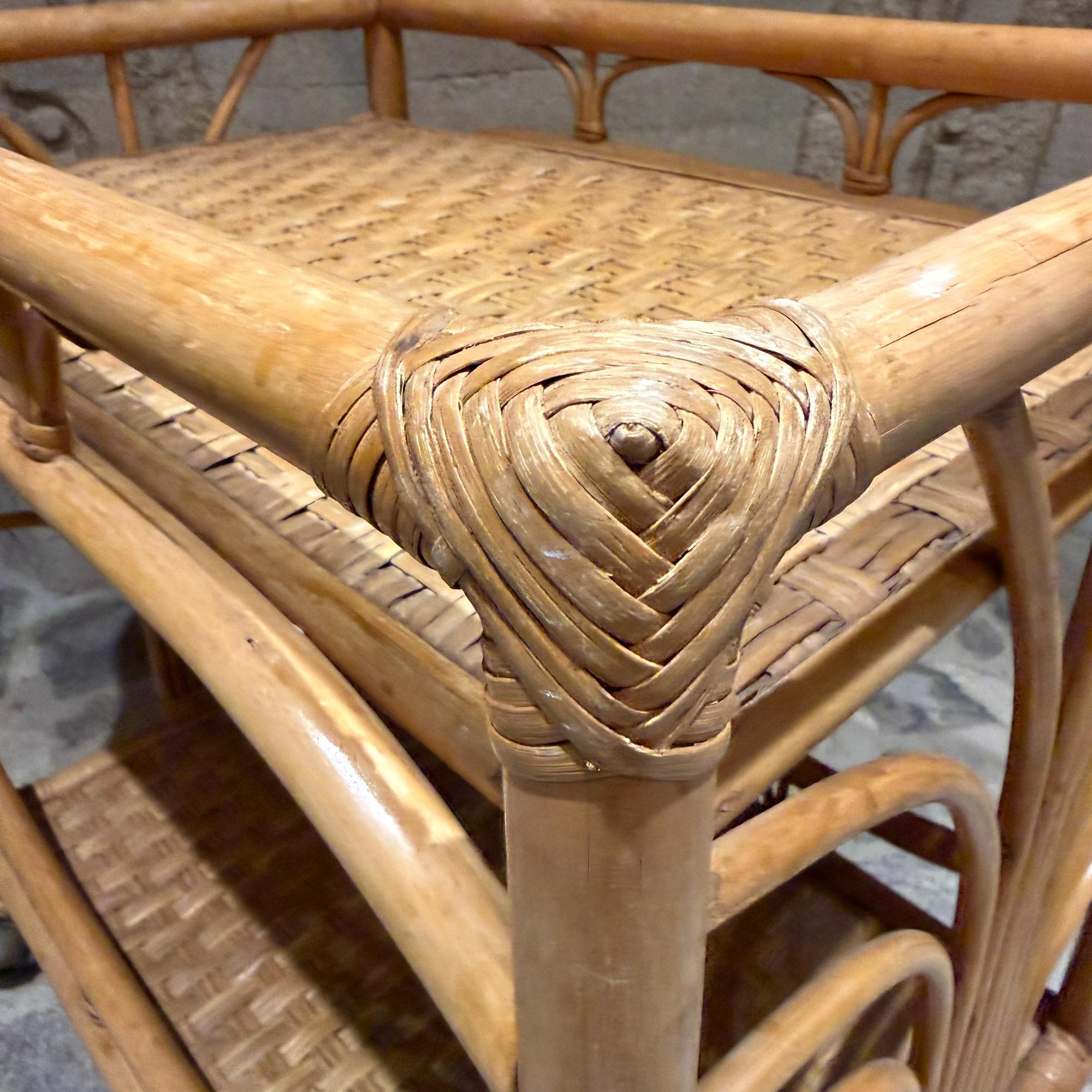 Philippin Vintage Bamboo and Rattan Bar Cart Serving Trolley en vente