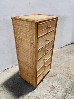 Vintage Bamboo and Rattan Chest of Drawers, Spain 1960s