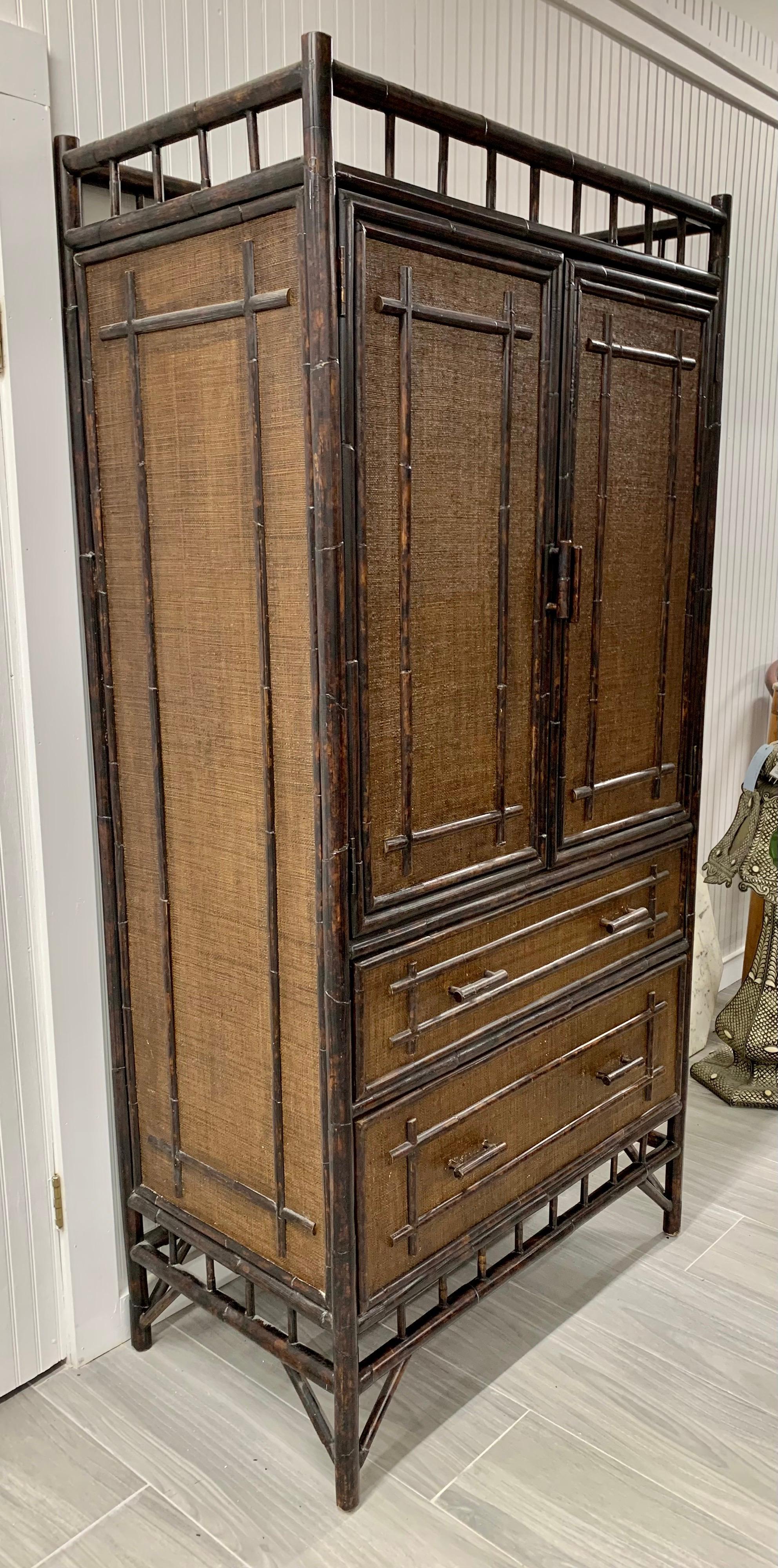 vintage wicker armoire