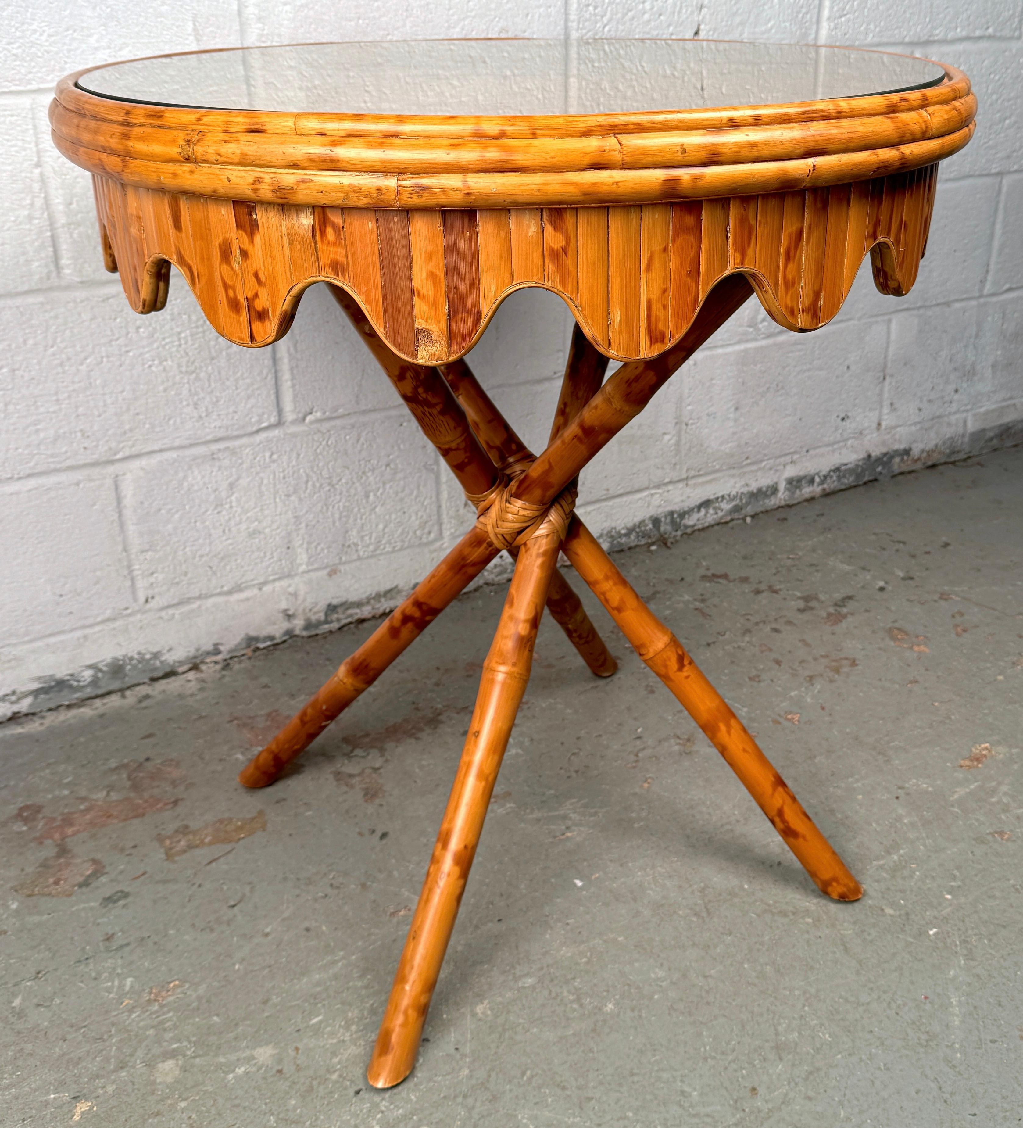 Vintage Bamboo and Rattan Cocktail Table For Sale 8