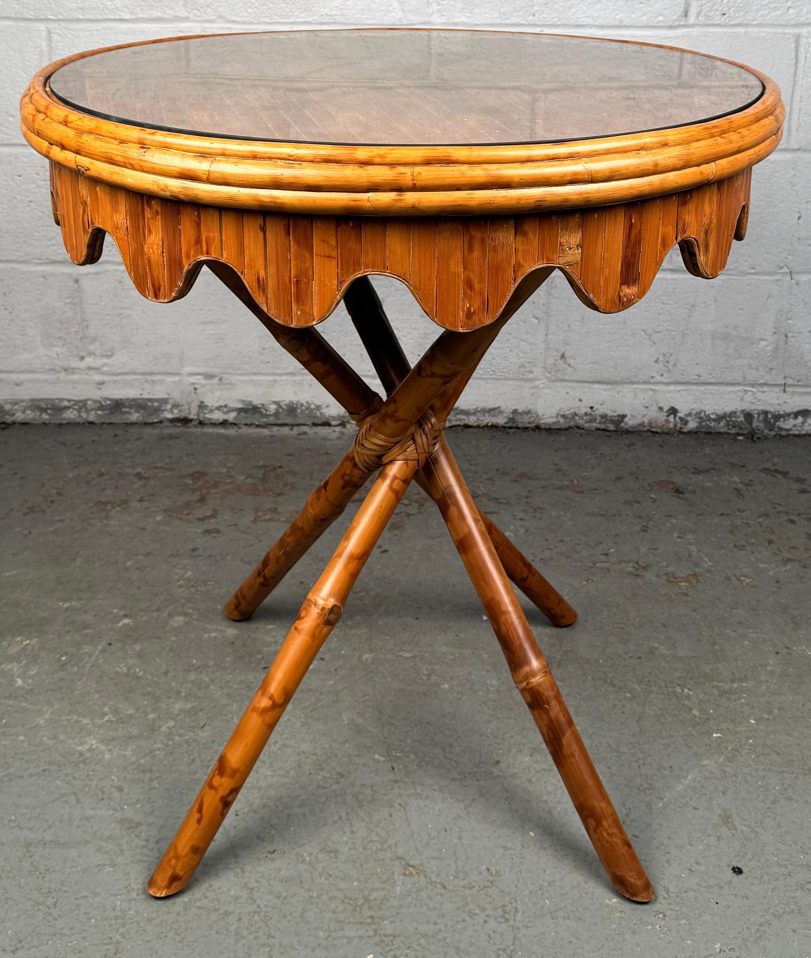 Mid-Century Modern Vintage Bamboo and Rattan Cocktail Table For Sale