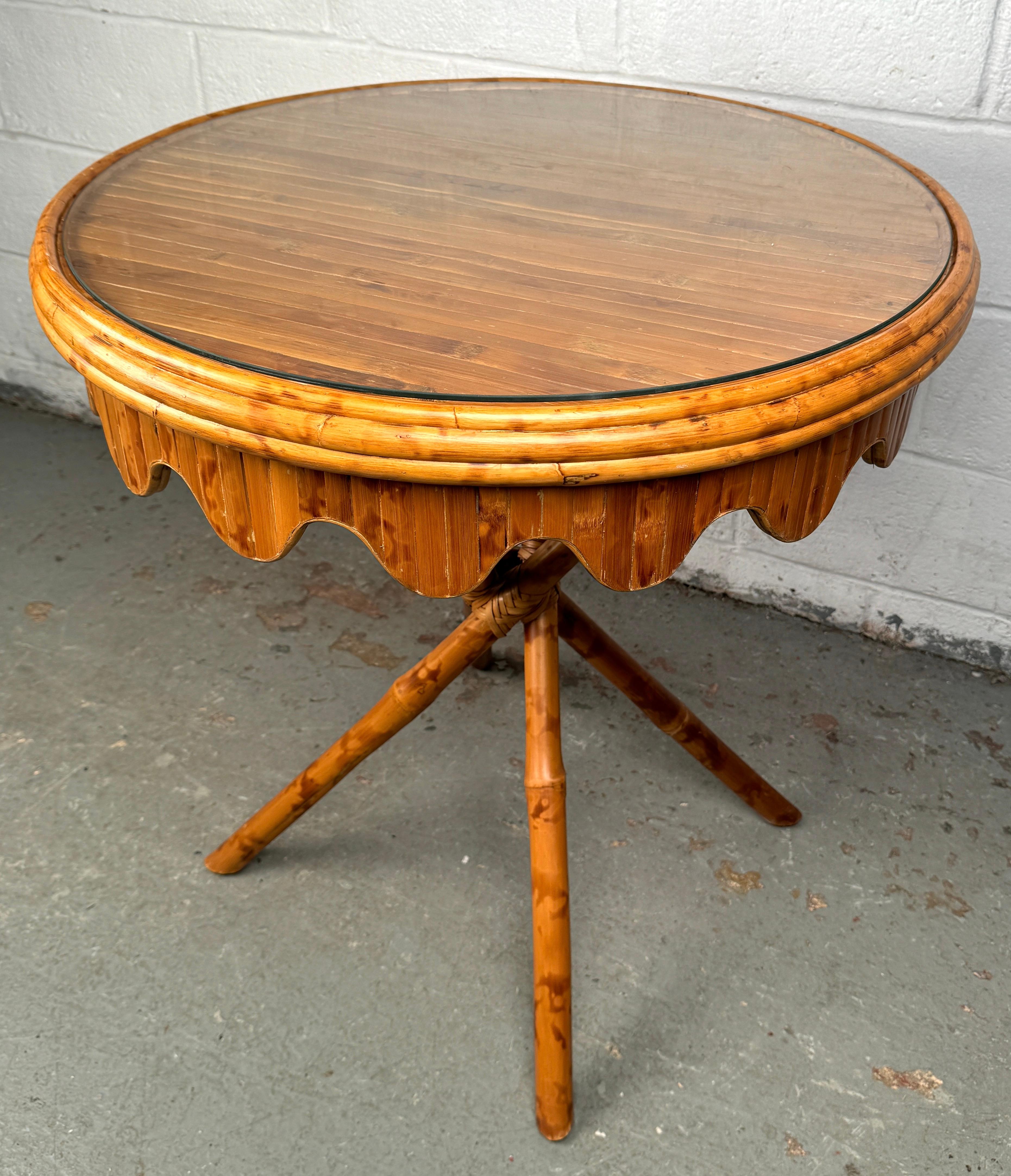 Vintage Bamboo and Rattan Cocktail Table In Good Condition For Sale In Brooklyn, NY