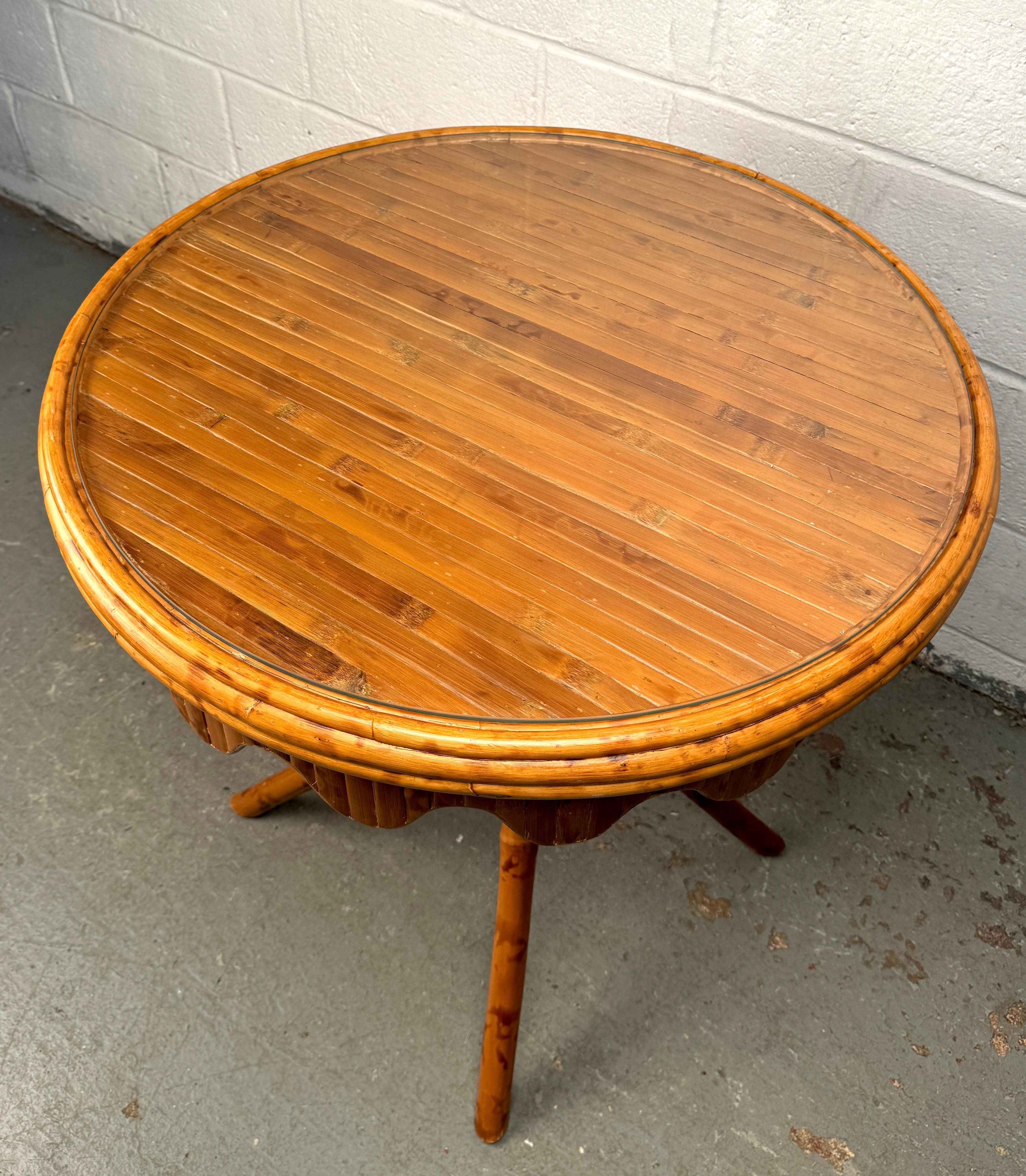 20th Century Vintage Bamboo and Rattan Cocktail Table For Sale