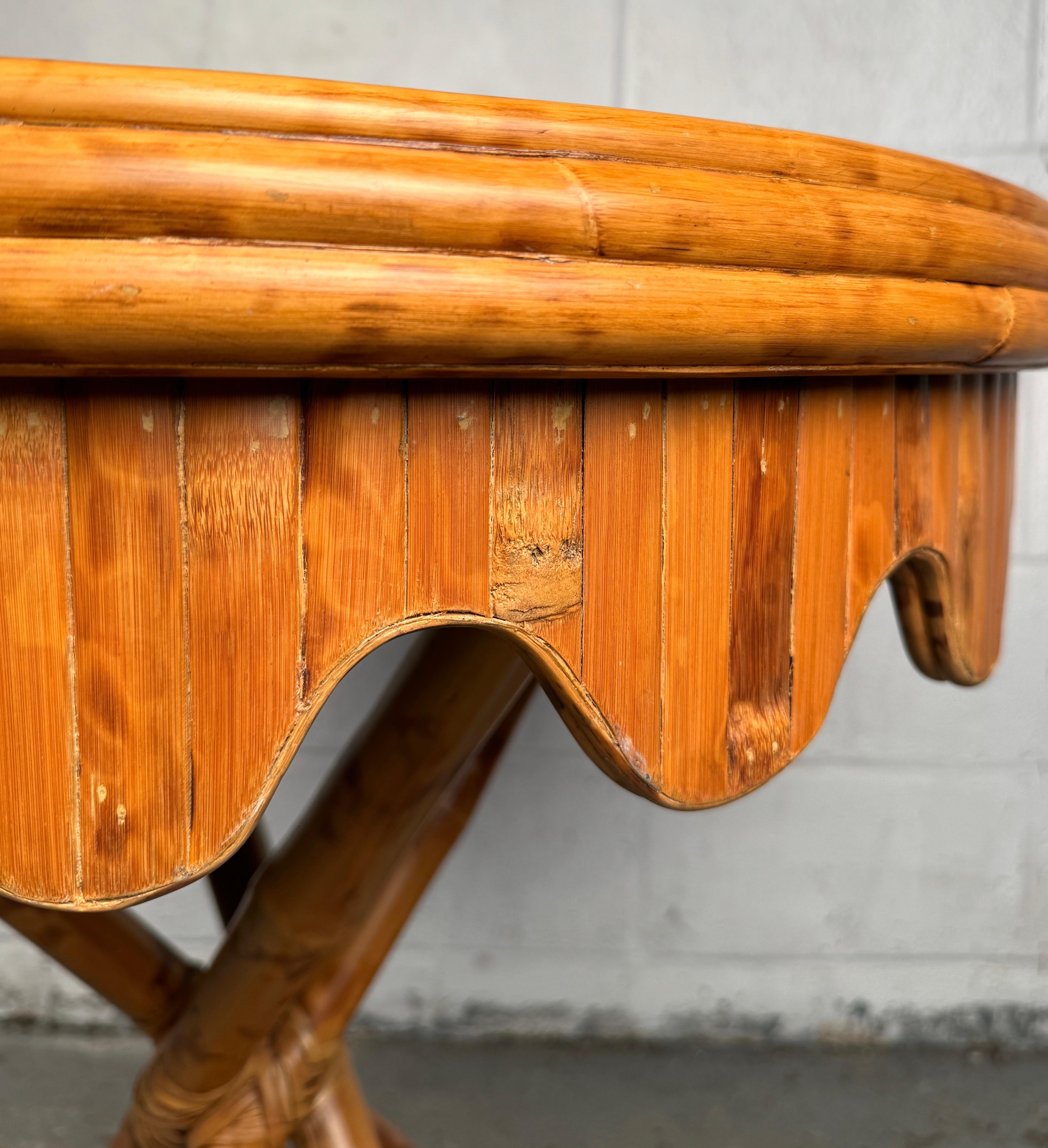 Vintage Bamboo and Rattan Cocktail Table For Sale 3