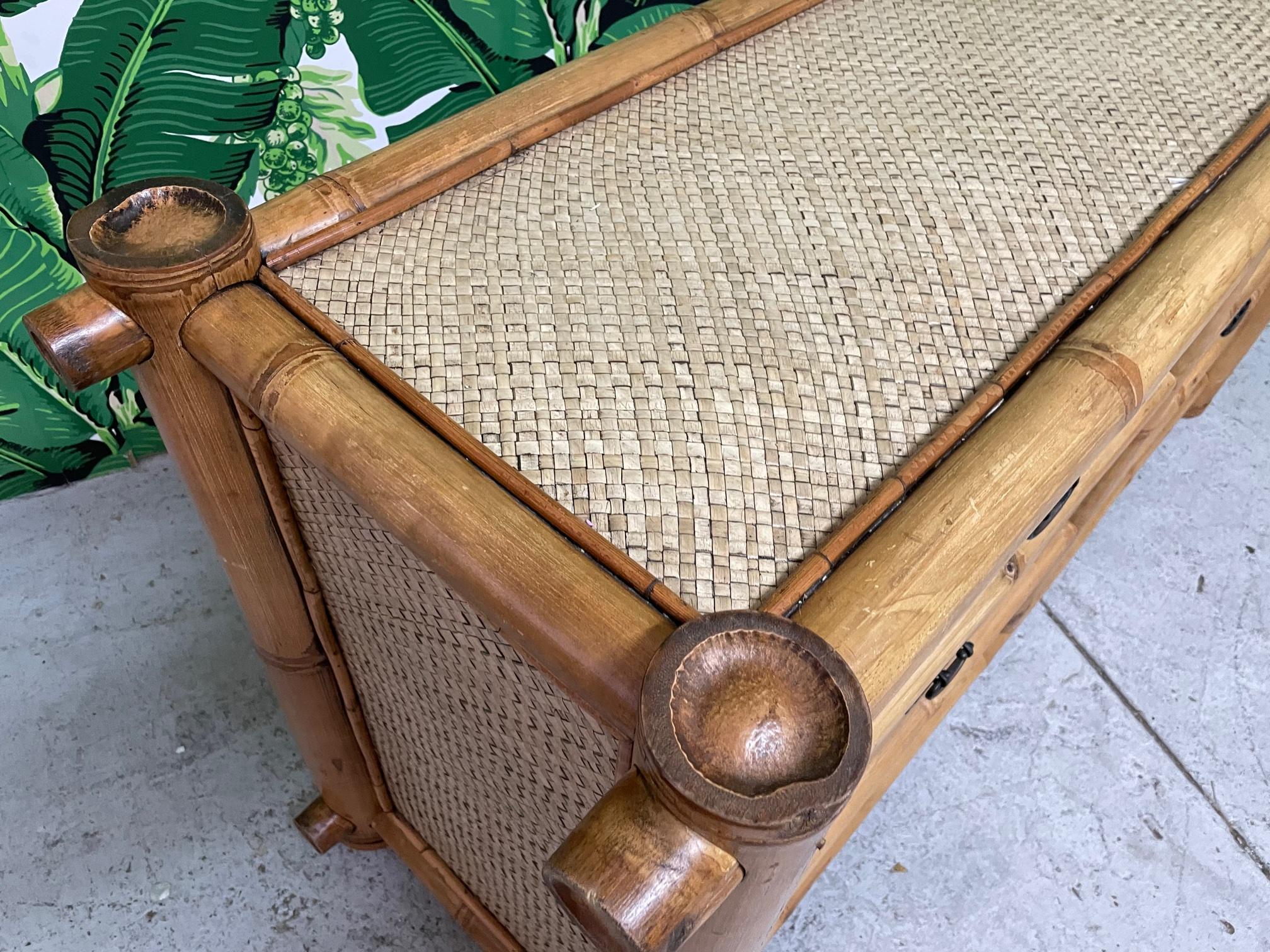Vintage Bamboo and Rattan Double Dresser In Good Condition In Jacksonville, FL