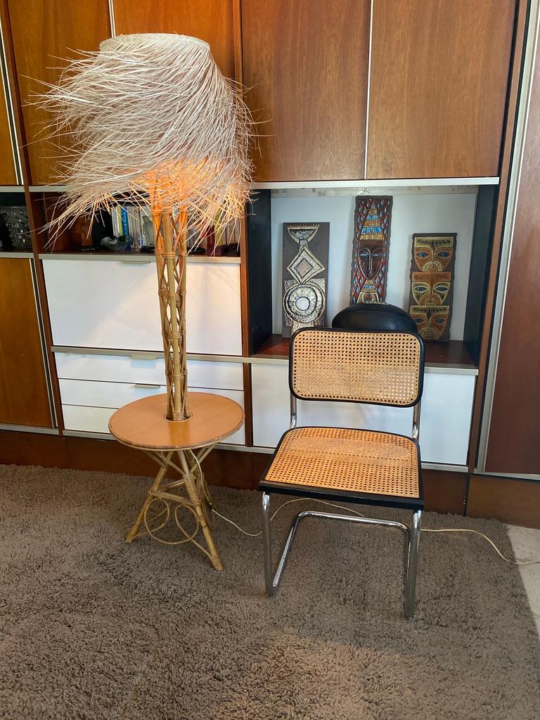 Vintage Bamboo and Rattan Floor Lamp 1960 Midcentury Vintage In Good Condition For Sale In Saint Rémy de Provence, FR