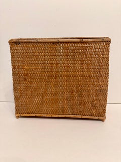 Vintage Bamboo And Rattan Letter Holder Desk Organizer