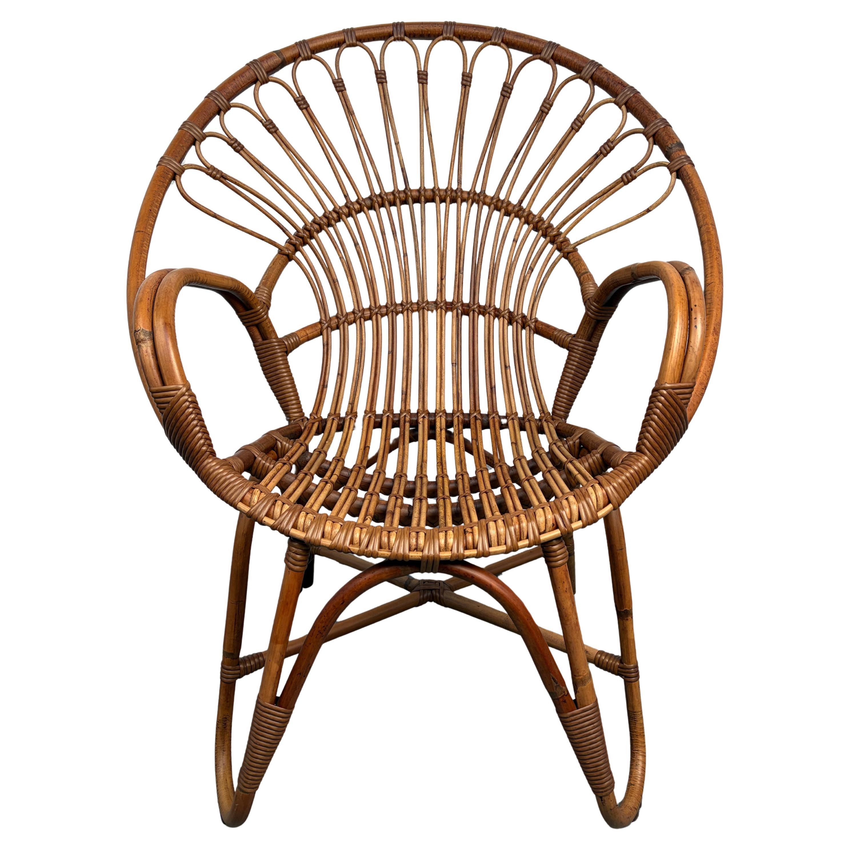 Vintage Bamboo and Rattan Lounge Chair