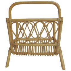 Vintage Bamboo and Rattan Magazine Stand