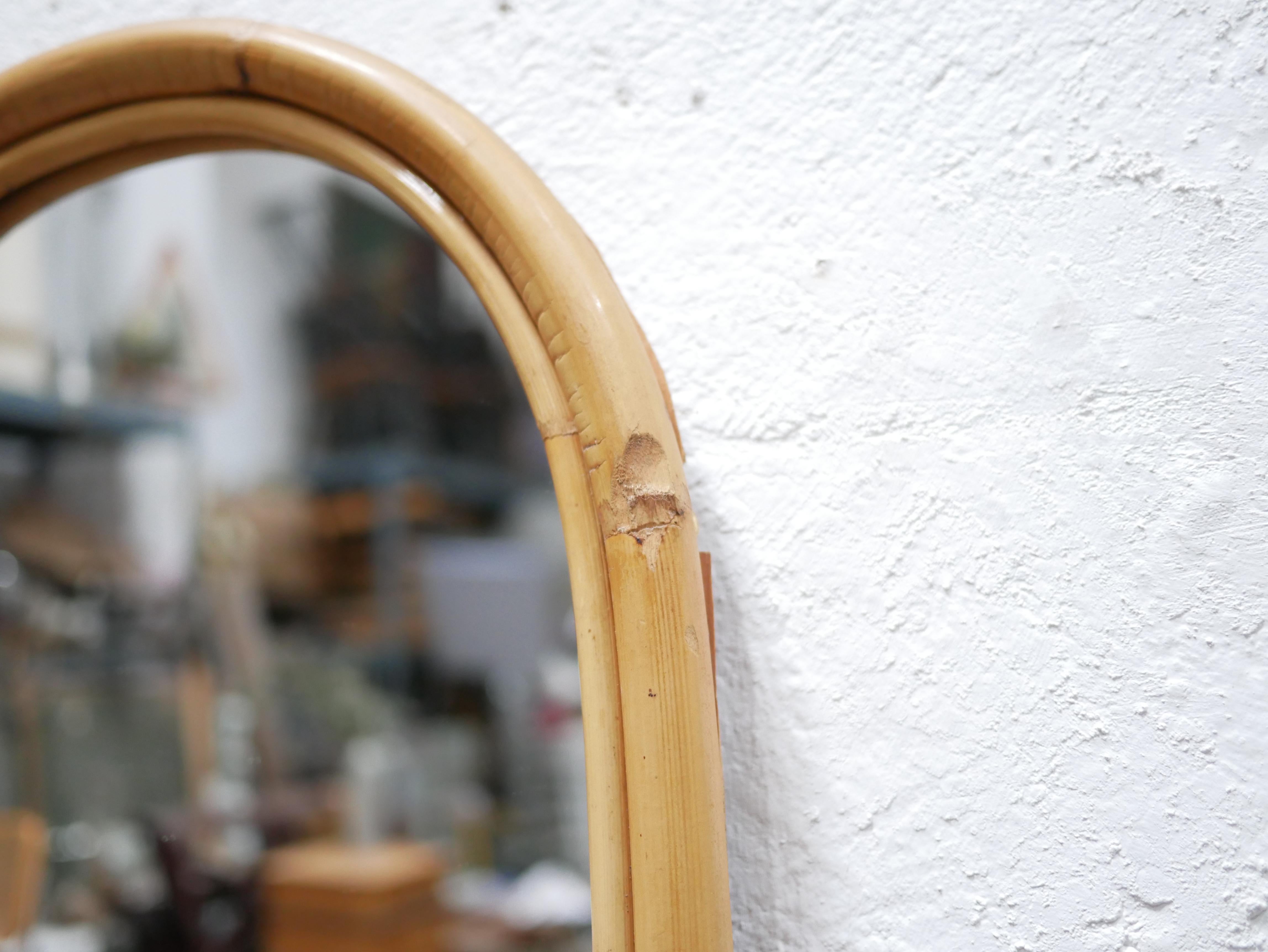 Vintage Bamboo and Rattan Mirror For Sale 5