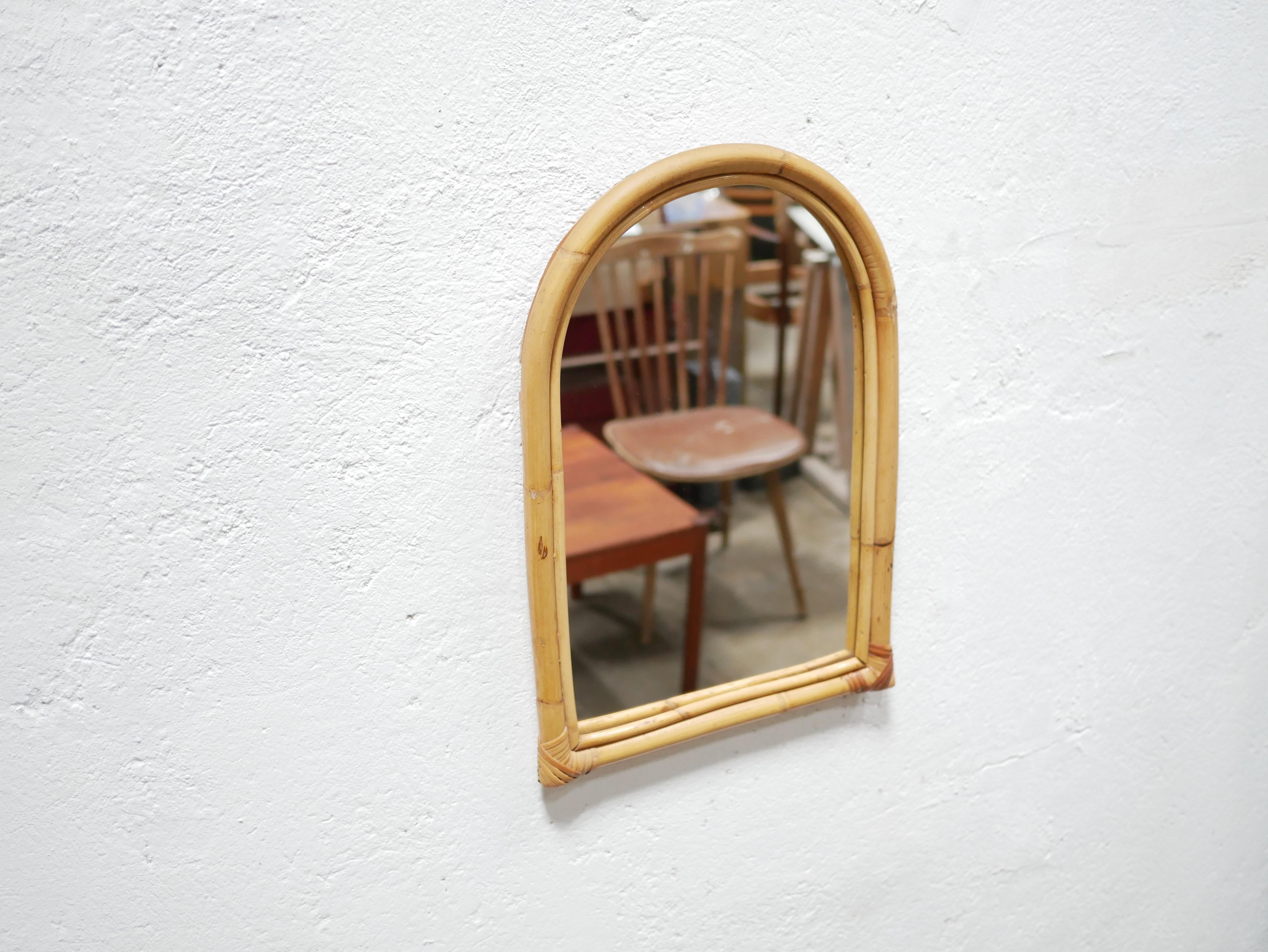 Vintage Bamboo and Rattan Mirror For Sale 4