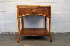 Vintage Bamboo and Rattan Nightstand