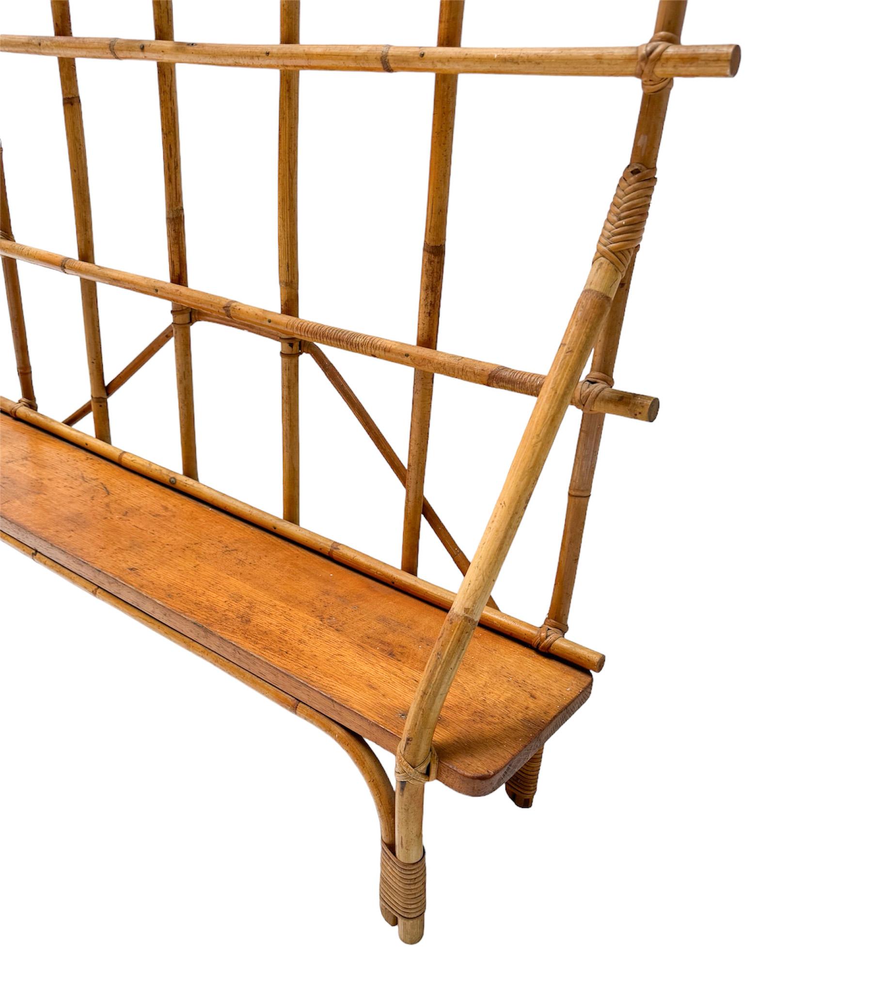 Jardinera o separador de ambientes vintage de bambú y ratán de Fa. Rotan, años 50 Bambú en venta