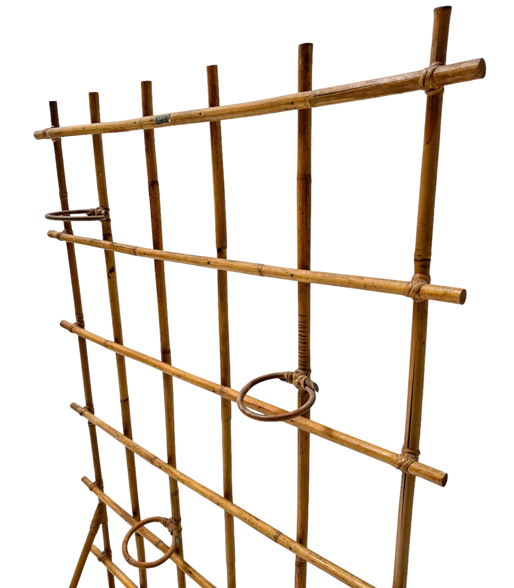 Jardinera o separador de ambientes vintage de bambú y ratán de Fa. Rotan, años 50 mediados del siglo XX en venta