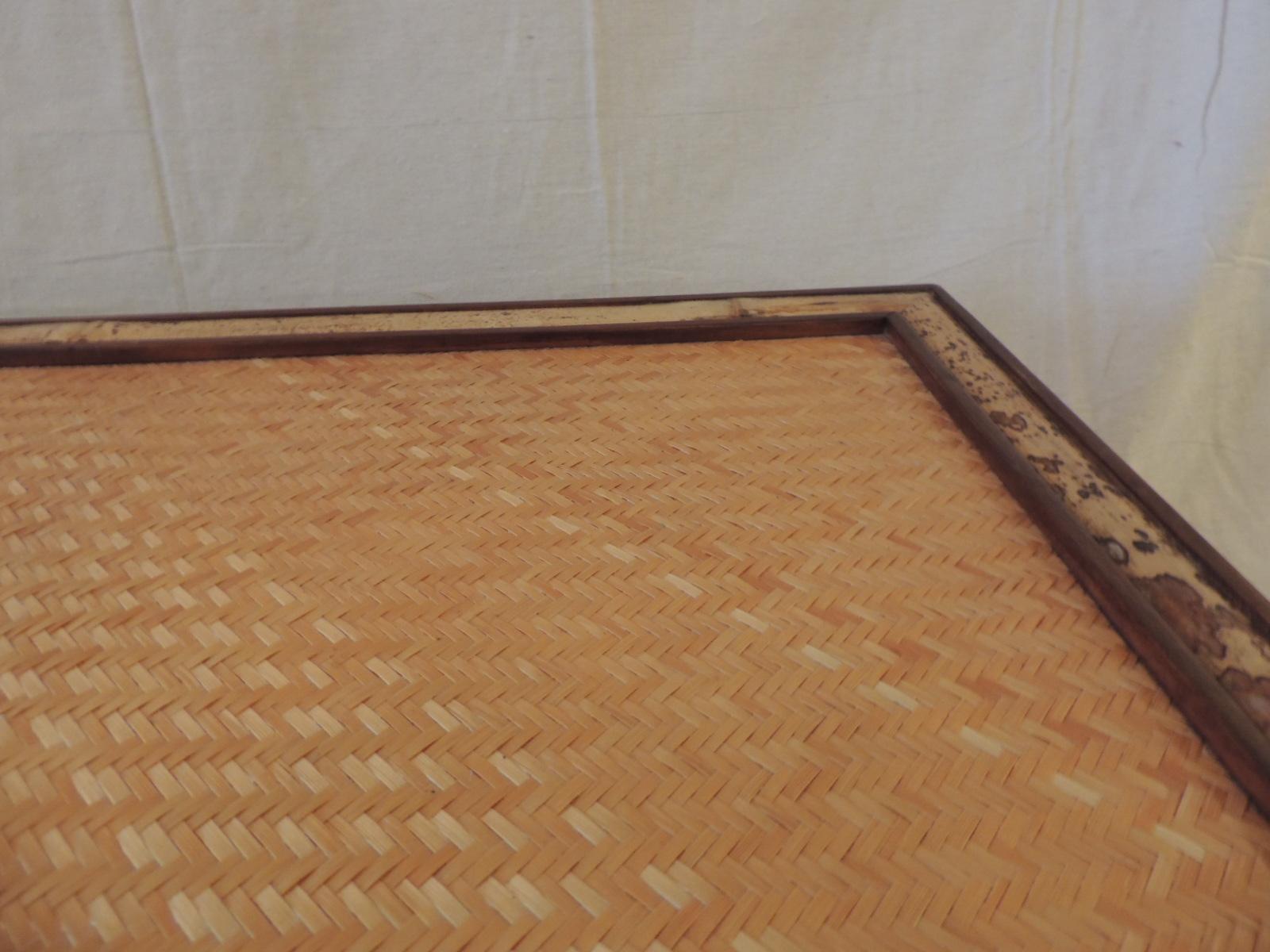 Indonesian Vintage Bamboo and Rattan Rectangular Coffee Table For Sale