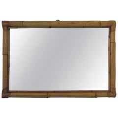 Vintage Bamboo and Rattan Rectangular Mirror