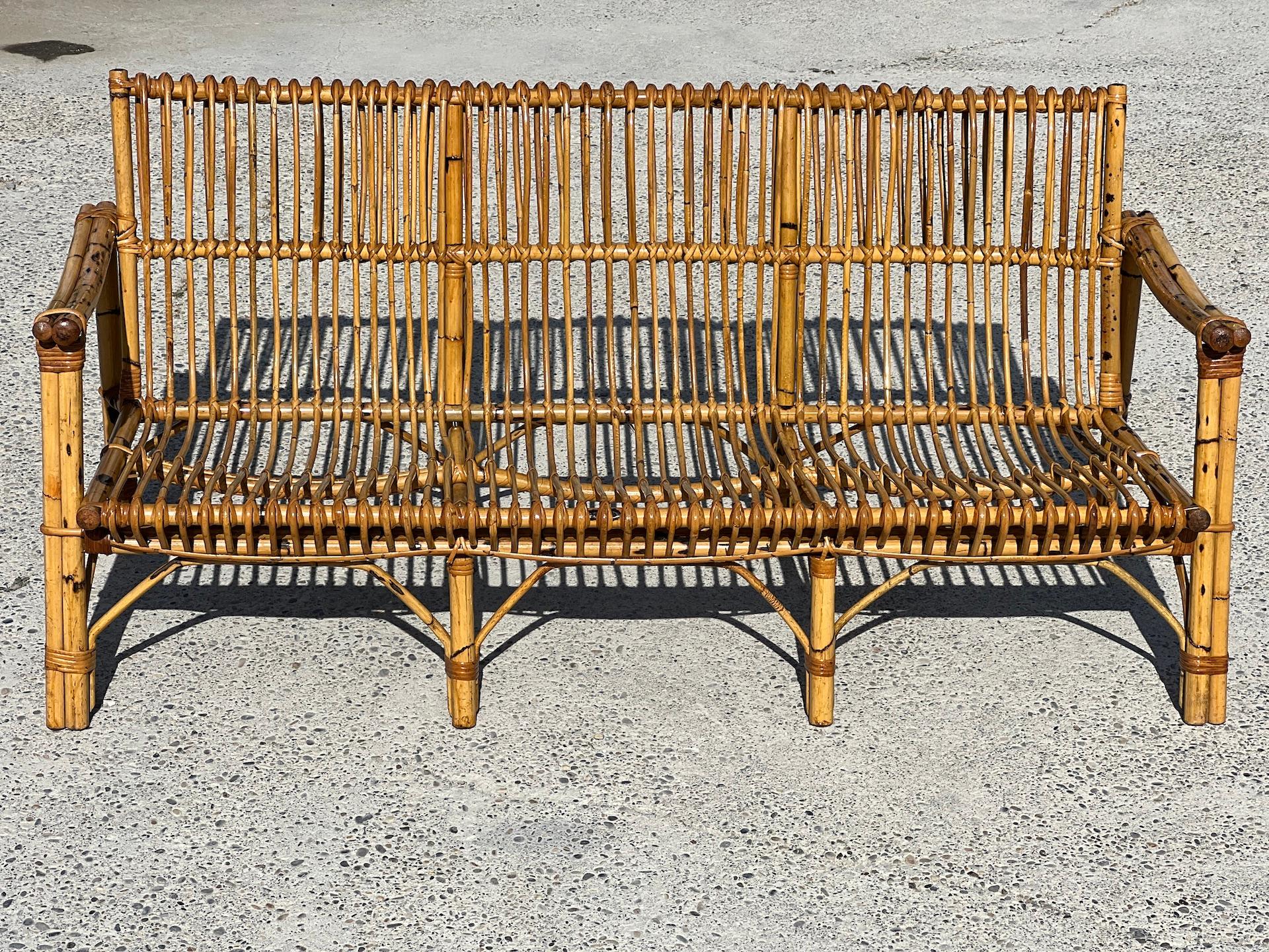 Vintage Bamboo and Rattan Set, Italian Design in the Vivaï Del Sud 1960 Style 3
