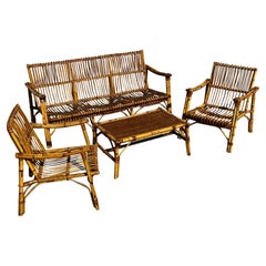 Vintage Bamboo and Rattan Set, Italian Design in the Vivaï Del Sud 1960 Style