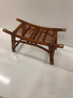 Vintage bamboo and rattan stool circa 1970