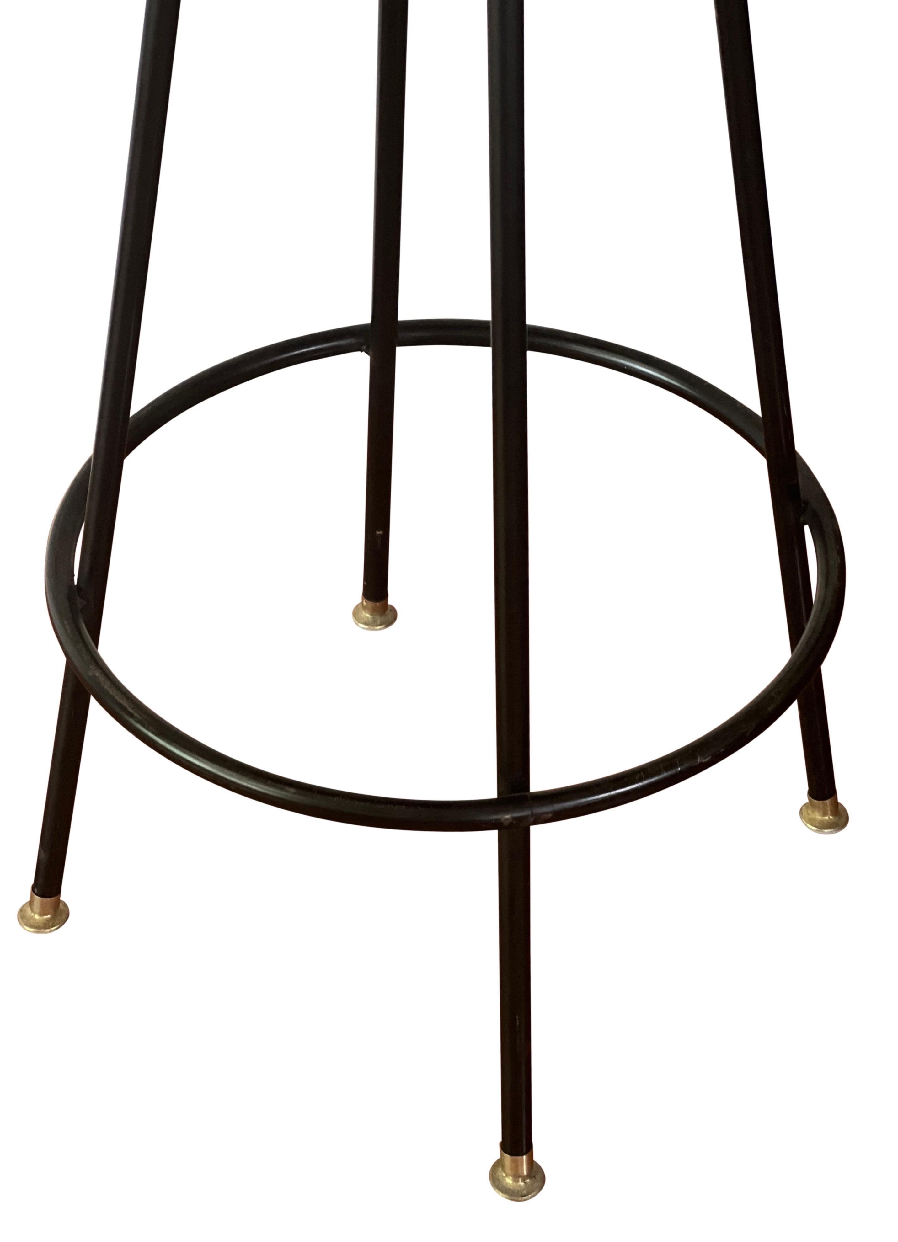 Vintage Bamboo and Rattan Swivel Bar Stools with Iron Base, Set of 4 9