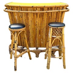 Tiki-Cocktailbar aus Bambus und Rattan, 3er-Set, 1960er-Jahre