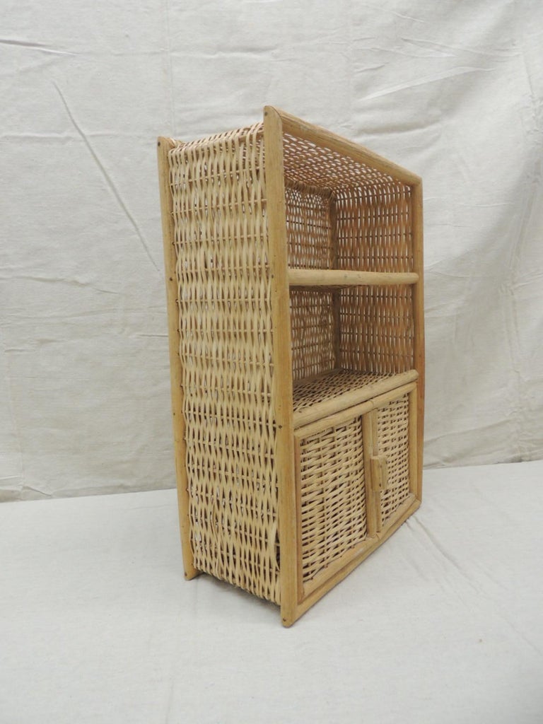 Vintage Bamboo and Rattan Wall Cabinet with Shelf at 1stDibs