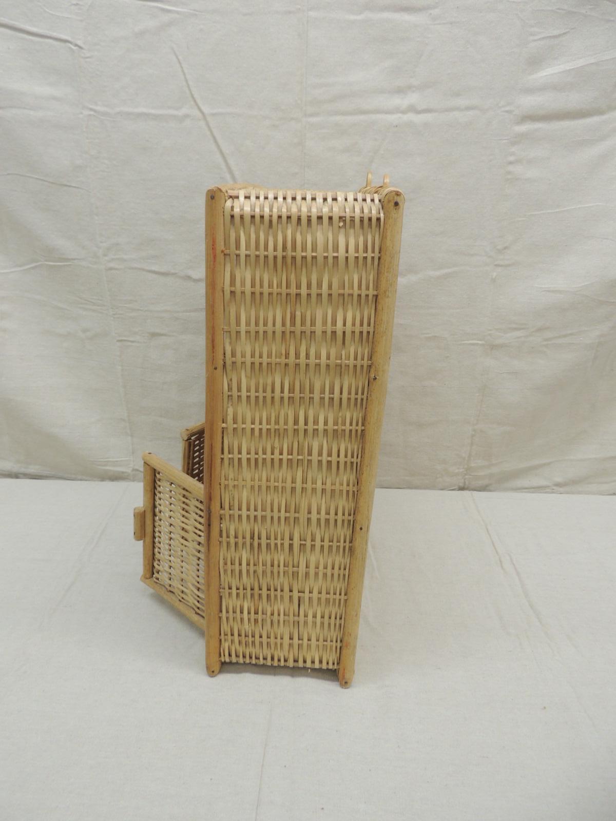 Thai Vintage Bamboo and Rattan Wall Cabinet with Shelf