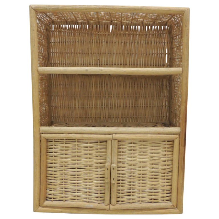 Vintage Bamboo And Rattan Wall Cabinet With Shelf At 1stdibs