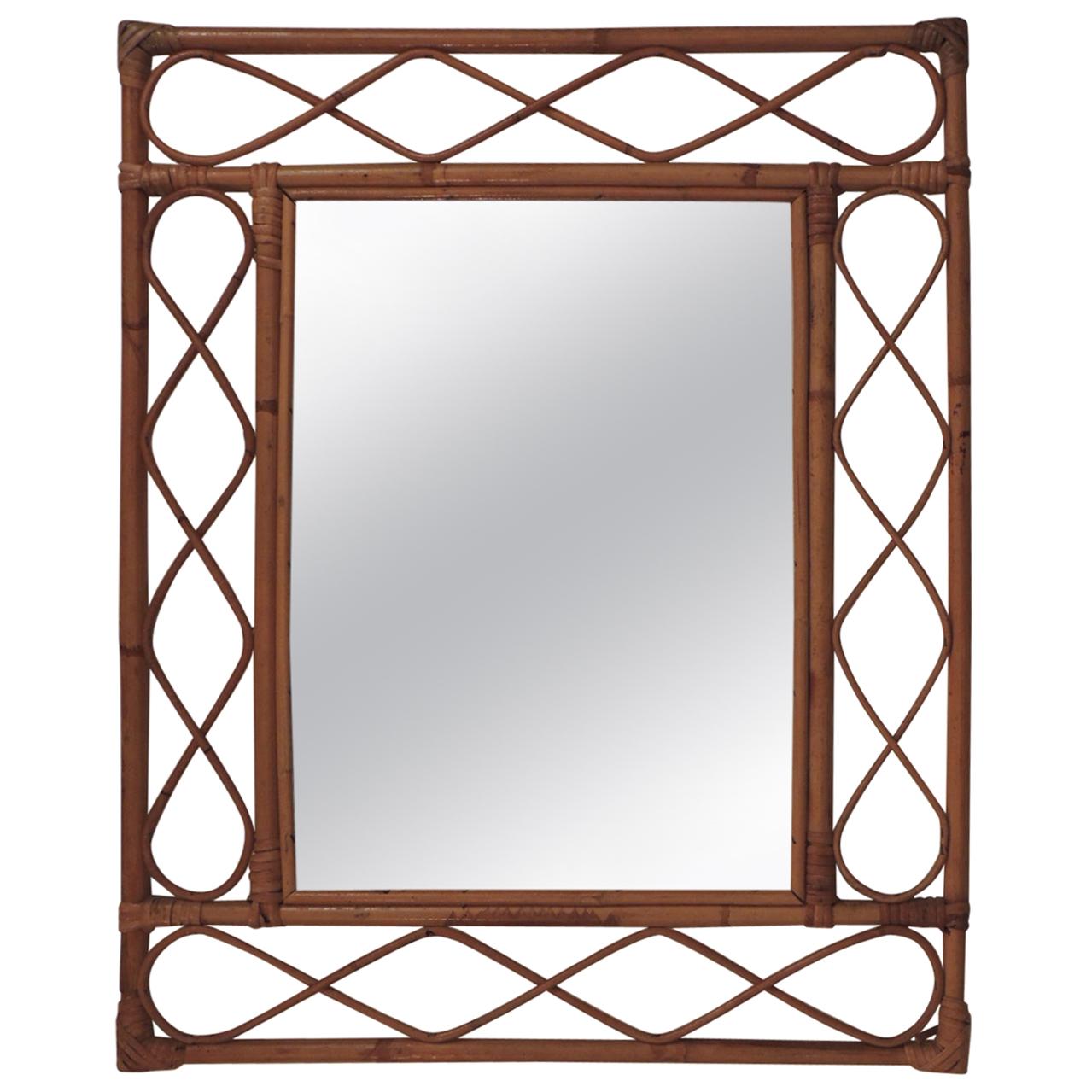 Vintage Bamboo and Rattan Wall Mirror