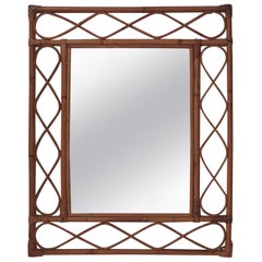 Vintage Bamboo and Rattan Wall Mirror Vintage Bamboo and Rattan Wall Mirror