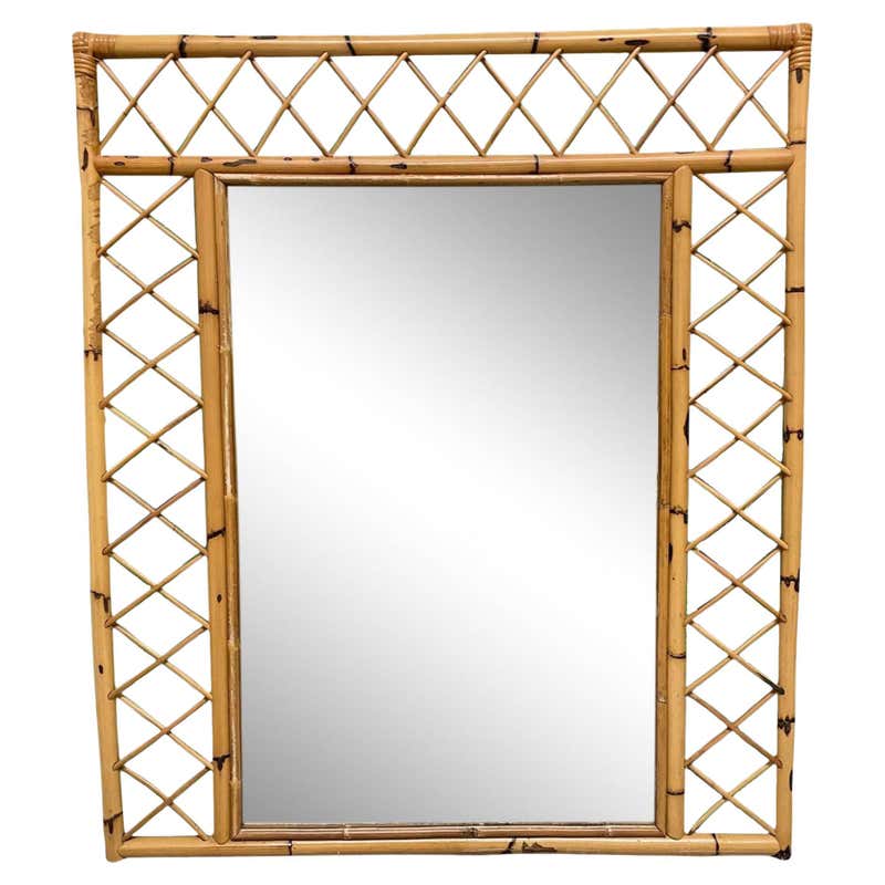 Oversized Vintage Rattan Mirror at 1stDibs | oversized vintage mirror
