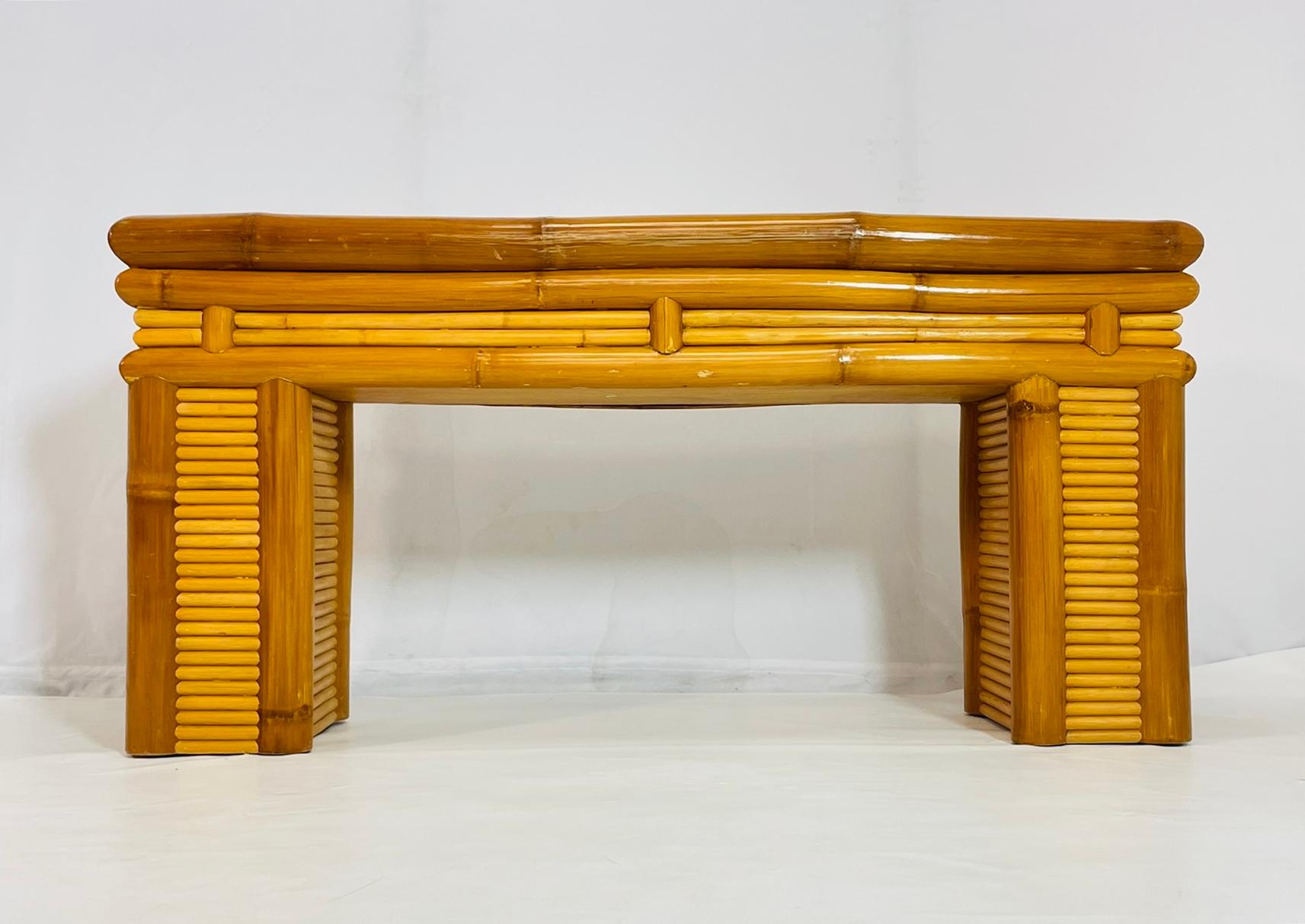 Konsolentisch aus Bambus und geteiltem Rattan, Philippinen, 1970er Jahre (Moderne der Mitte des Jahrhunderts) im Angebot