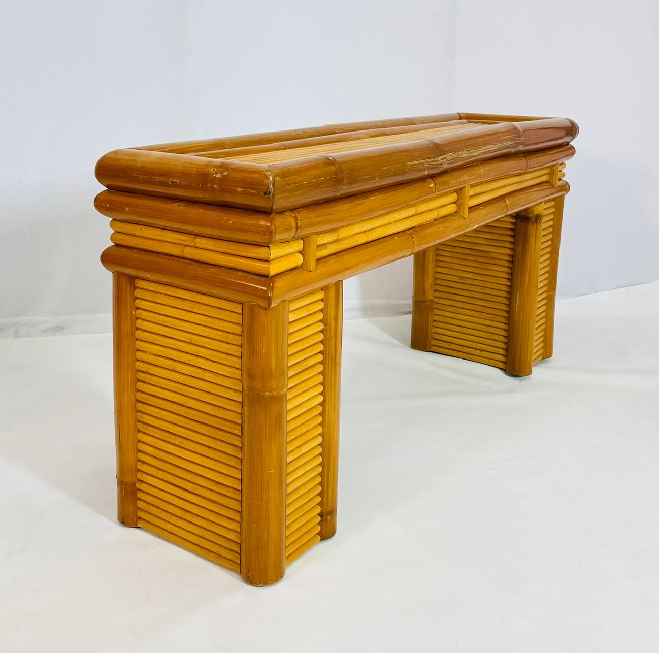 Konsolentisch aus Bambus und geteiltem Rattan, Philippinen, 1970er Jahre (Handgefertigt) im Angebot