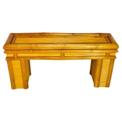 Table console vintage en bambou et rotin fendu, Philippines, années 1970