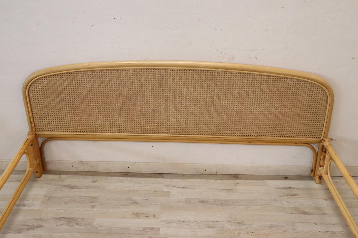 Vintage Bamboo and Vienna Straw Double Bed In Good Condition For Sale In Casale Monferrato, IT