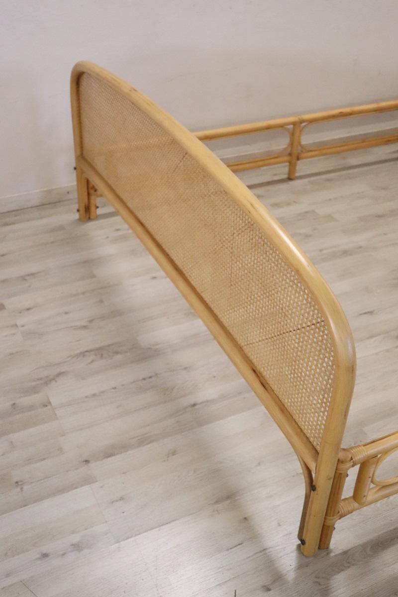 Vintage Bamboo and Vienna Straw Double Bed For Sale 2