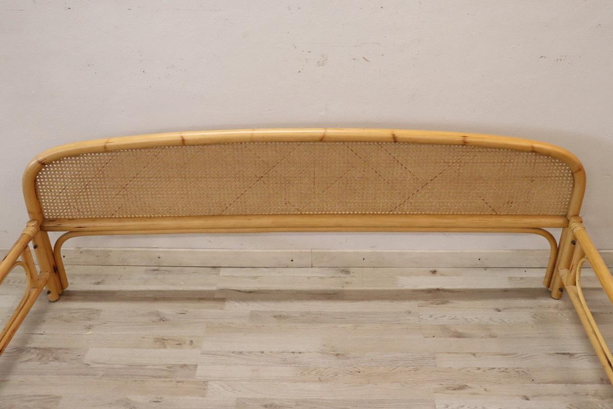 Vintage Bamboo and Vienna Straw Double Bed For Sale 3