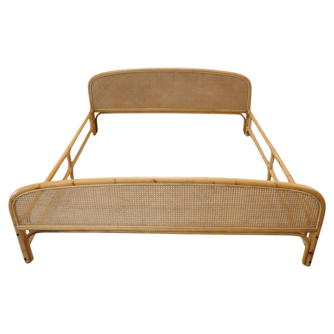 Vintage-Bambus und Wiener Stroh Doppelbett