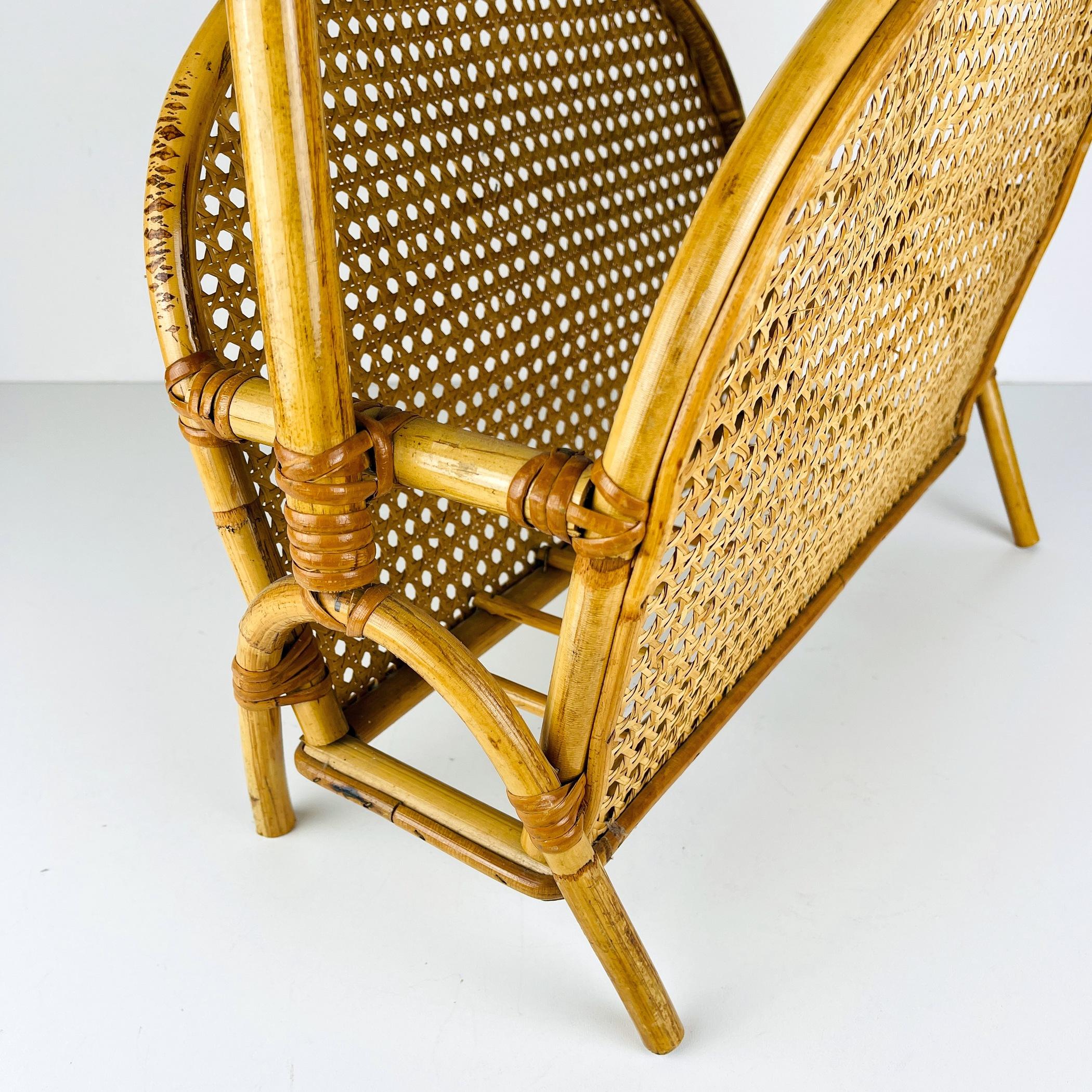 Vintage bamboo and Vienna straw magazine rack, Italy 1960s In Good Condition For Sale In Miklavž Pri Taboru, SI