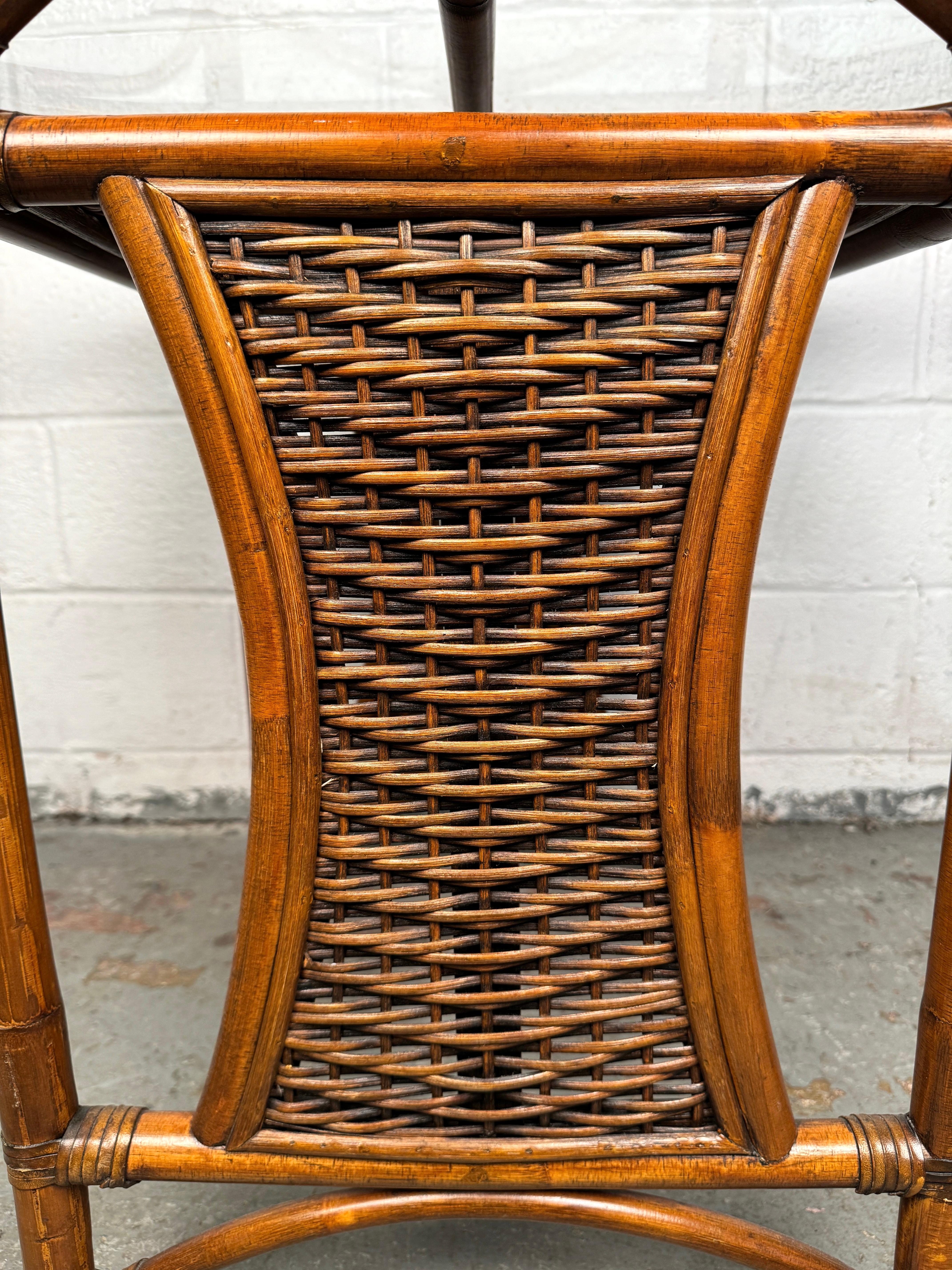 Ensemble de salle à manger vintage en bambou et osier en vente 9