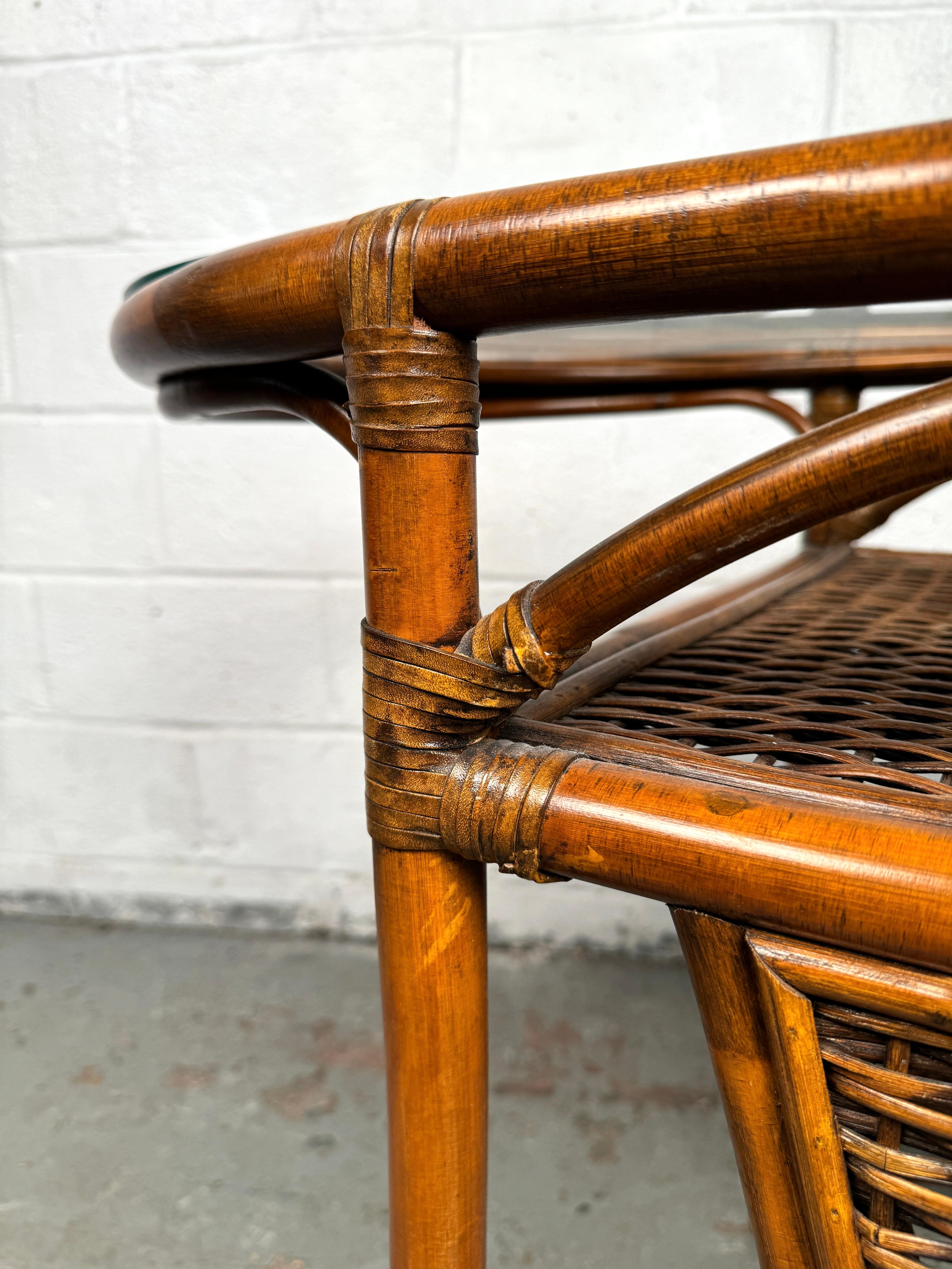 Ensemble de salle à manger vintage en bambou et osier en vente 12
