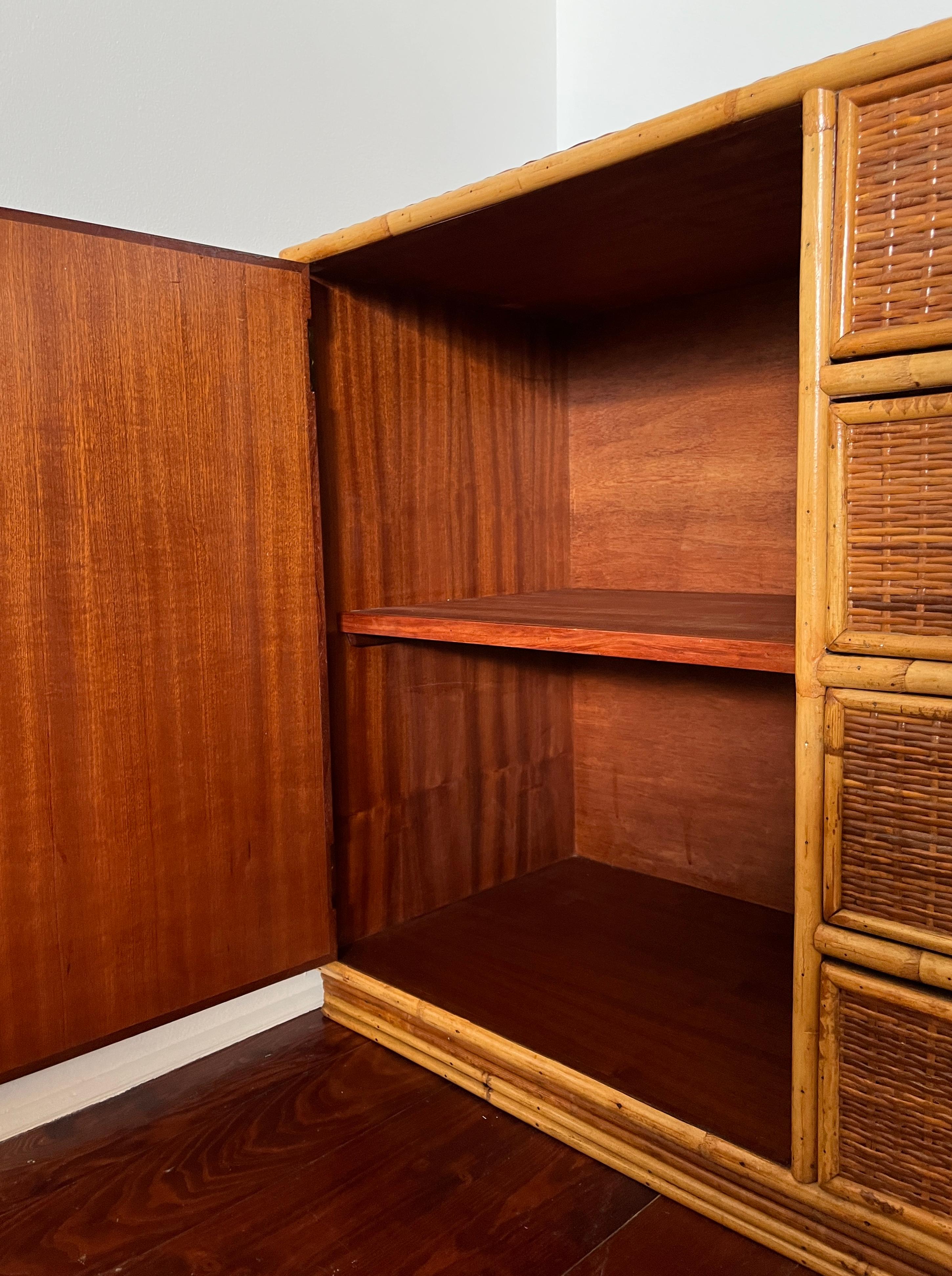Vintage Bamboo and Rattan Dresser – Mid-Century Tropical Sideboard, 1970s 5
