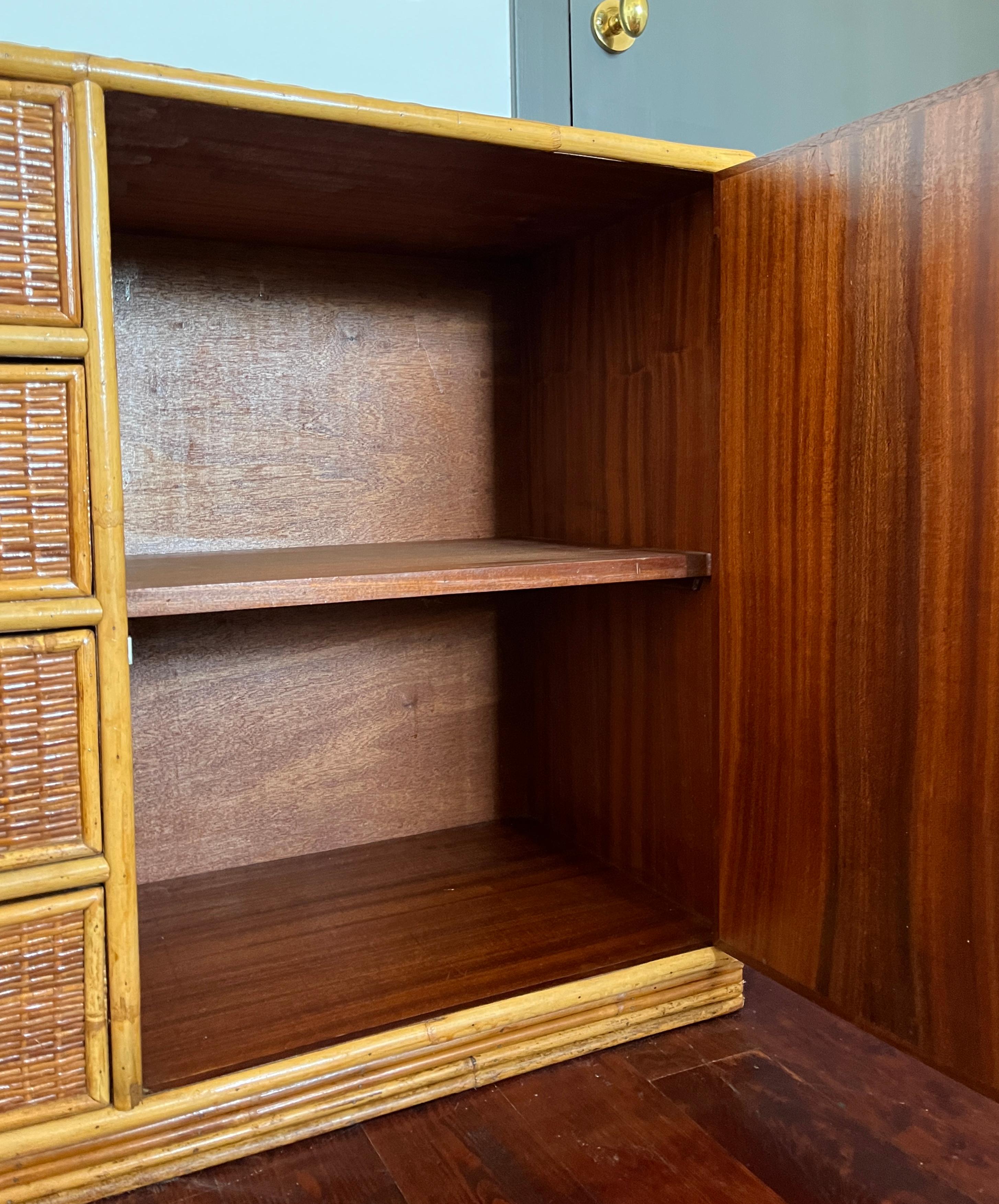 Vintage Bamboo and Rattan Dresser – Mid-Century Tropical Sideboard, 1970s 3