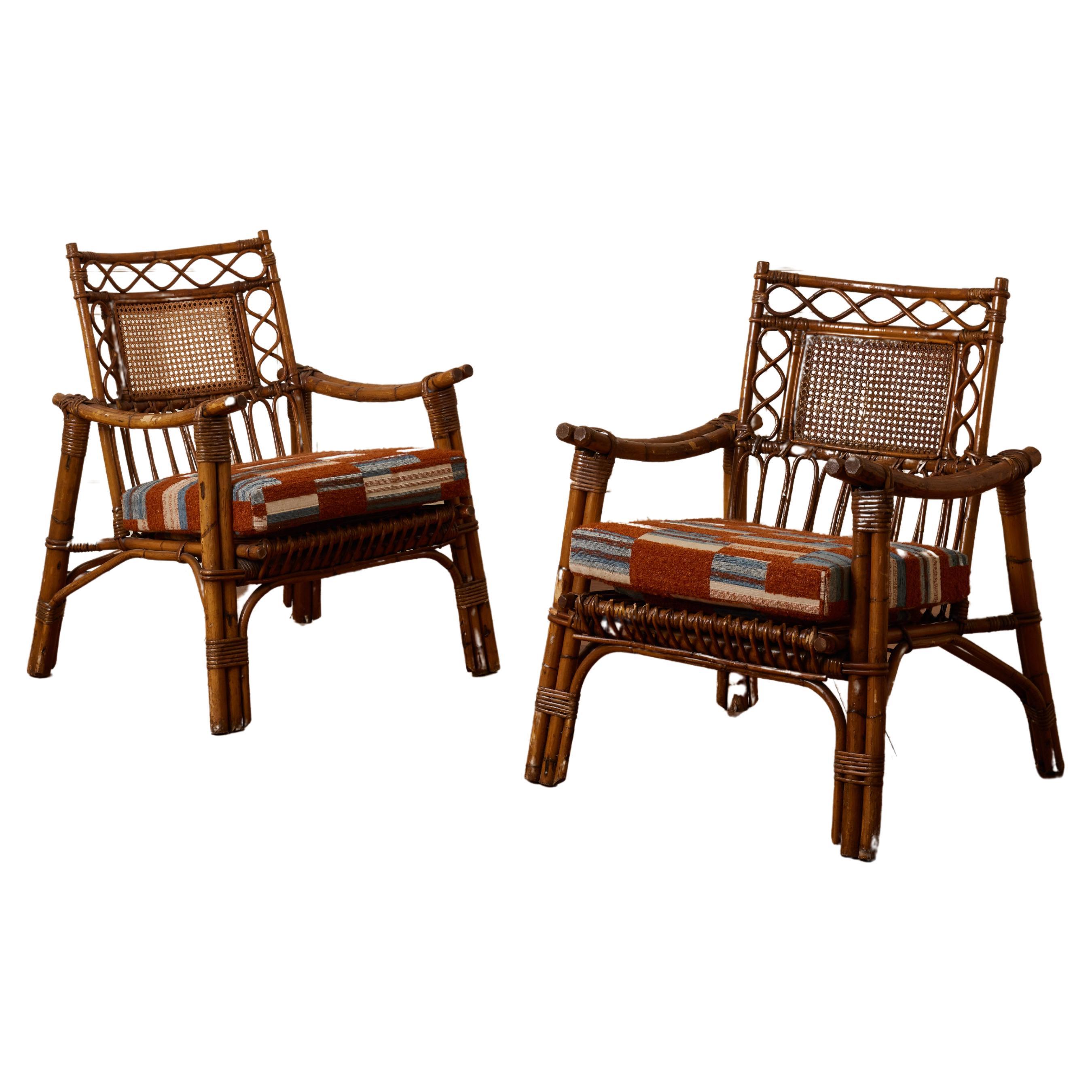 Vintage bamboo armchairs, Italy 70s For Sale