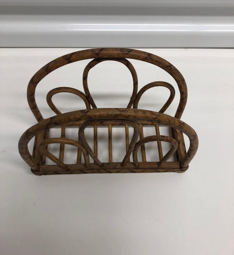 Vintage Bamboo Asian Paper Napkin Holder For Sale at 1stdibs