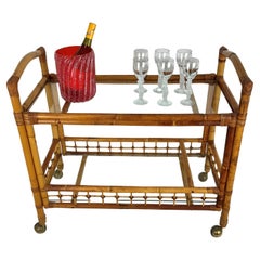 Vintage Bamboo Bar Cart