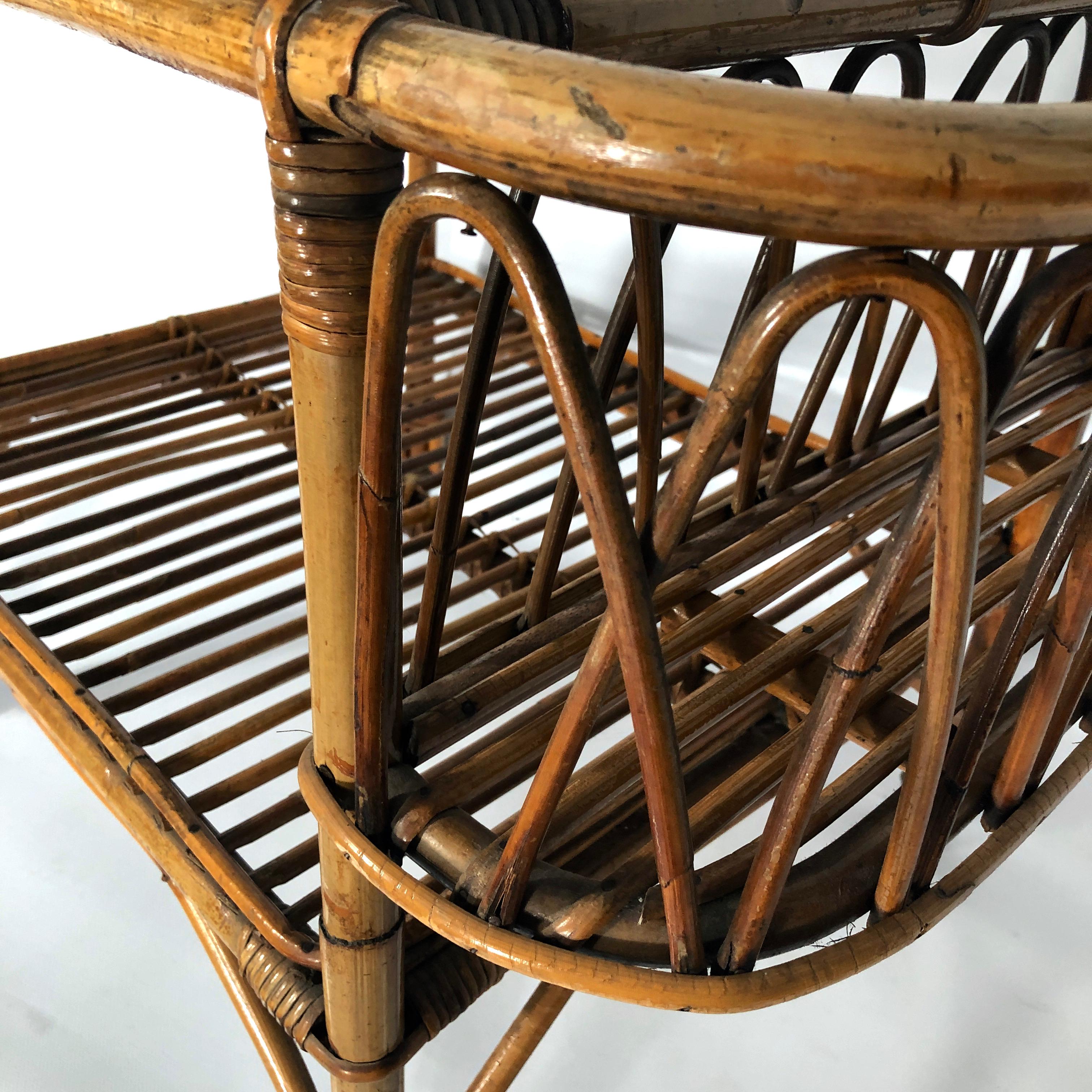 Vintage Bamboo Bar Trolley from 50s, Made in Italy For Sale at 1stDibs