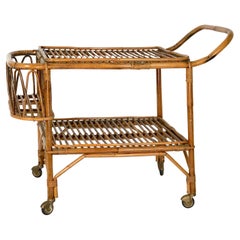 Vintage Bamboo Bar Trolley from 50s, Made in Italy