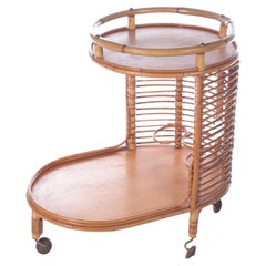 Vintage Bamboo Bar Trolley original French from the 1960s