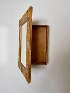 Vintage Bamboo Bathroom Mirror Cabinet - Italy, 1960s